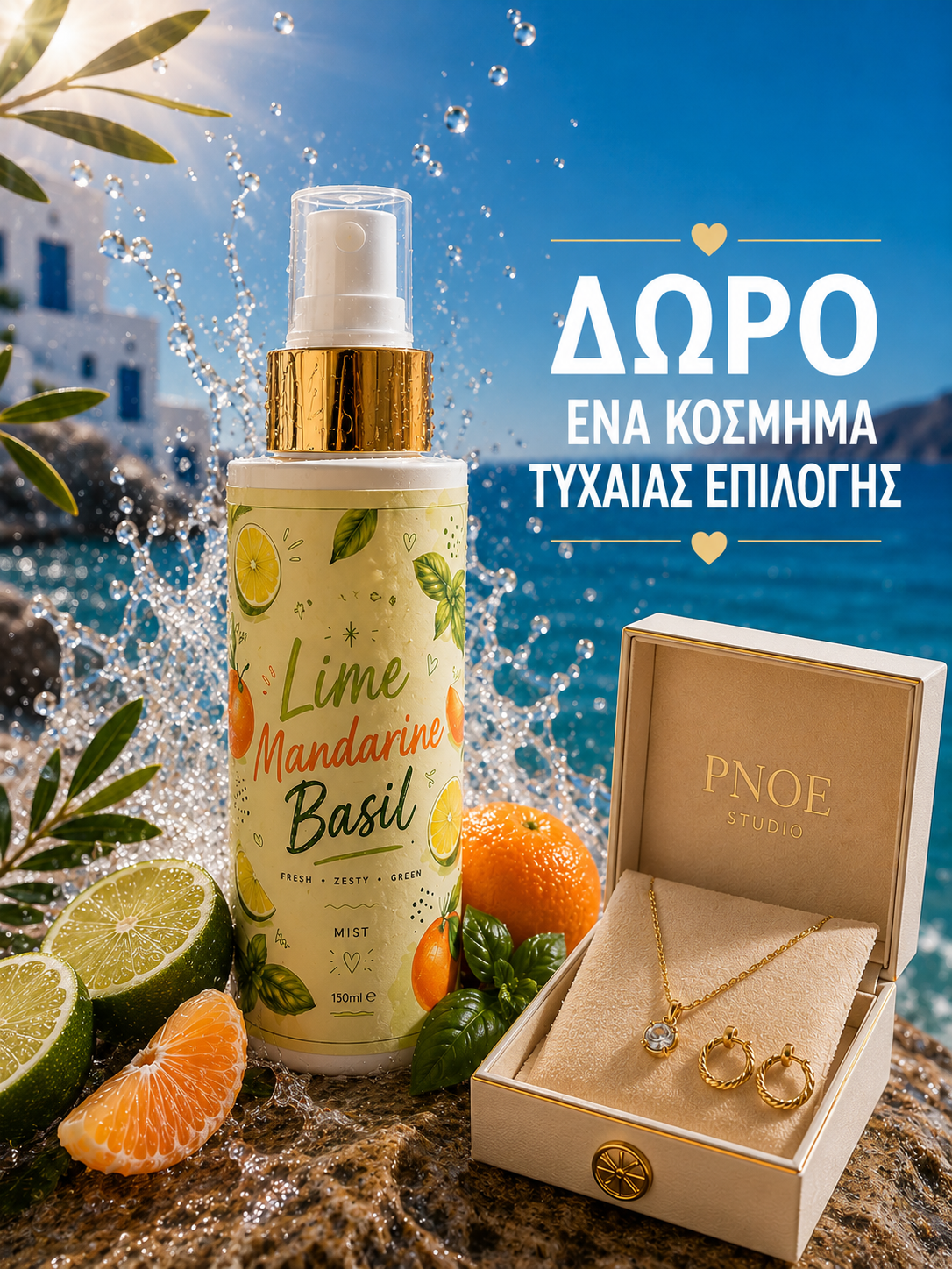 PNOE RITUALS | Βόλτα στο Νησί Mist Σώματος, Μαξιλαριού & Χώρου + Δώρο Κόσμημα Τυχαίας Επιλογής