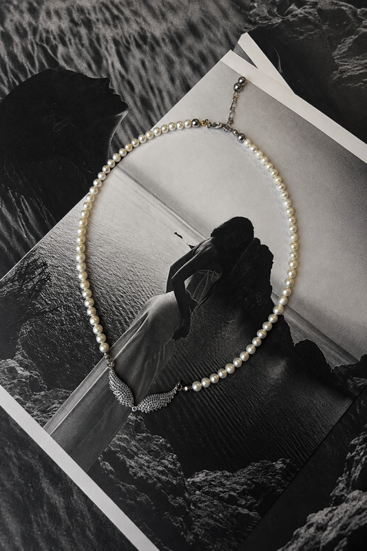 Pearl Siren Ατσάλινο Κολιέ / Handmade by Kika