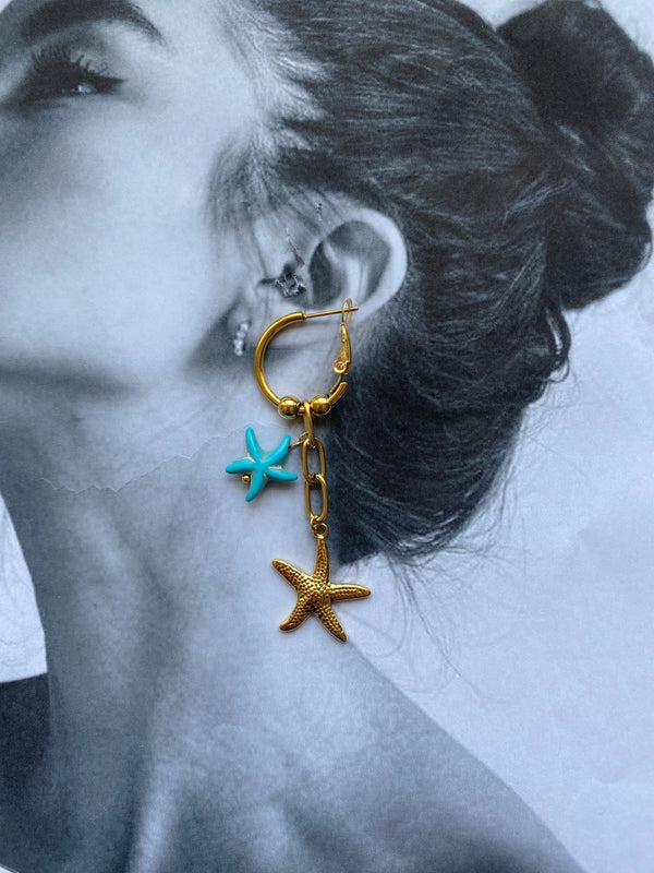 TWIN STARFISH – Χρυσός κρίκος με διπλή αστερία