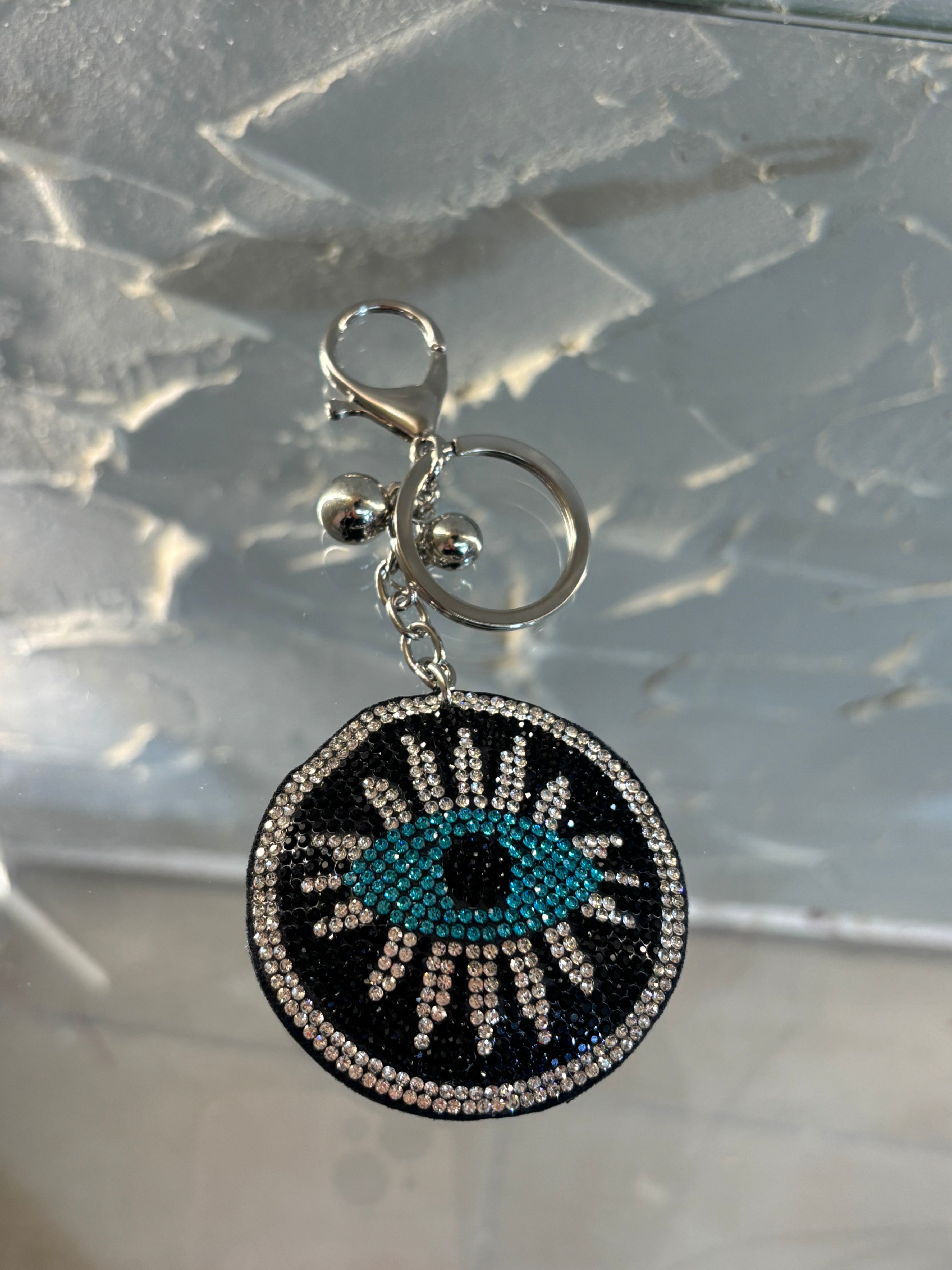 Eye Keychain with Rhinestones on a Black Base | Pnoe Studio