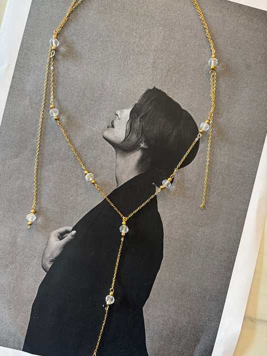 Crystal Drop Lariat - Ατσάλινο μακρύ κολιέ