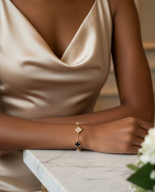 Clover Symphony black– βραχιόλι stainless steel