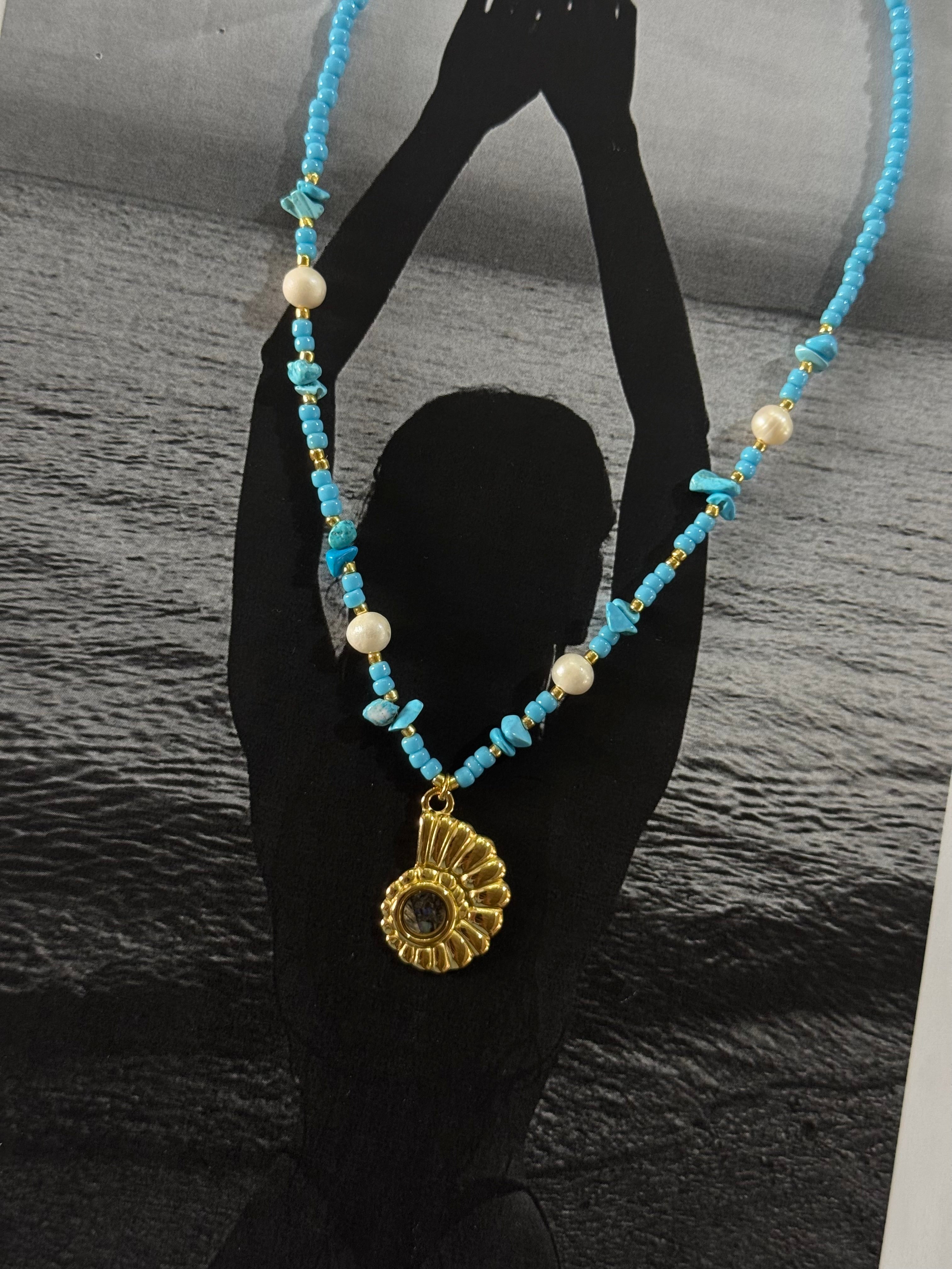 Turquoise Nautilus – Κολιέ Stainless Steel