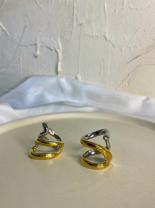 Ατσάλινο δαχτυλίδι χρυσό-ασημί