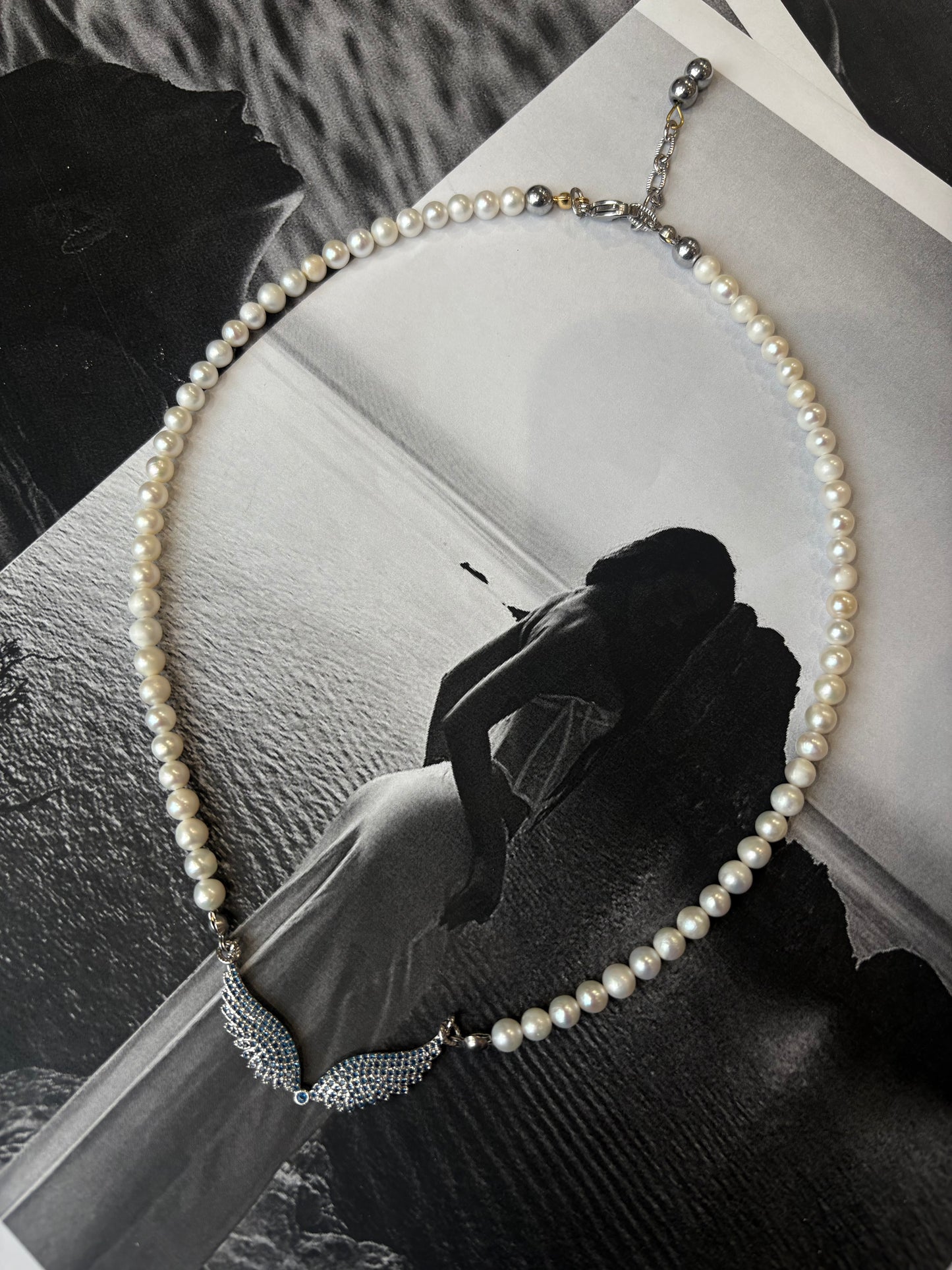 Pearl Siren Ατσάλινο Κολιέ / Handmade by Kika