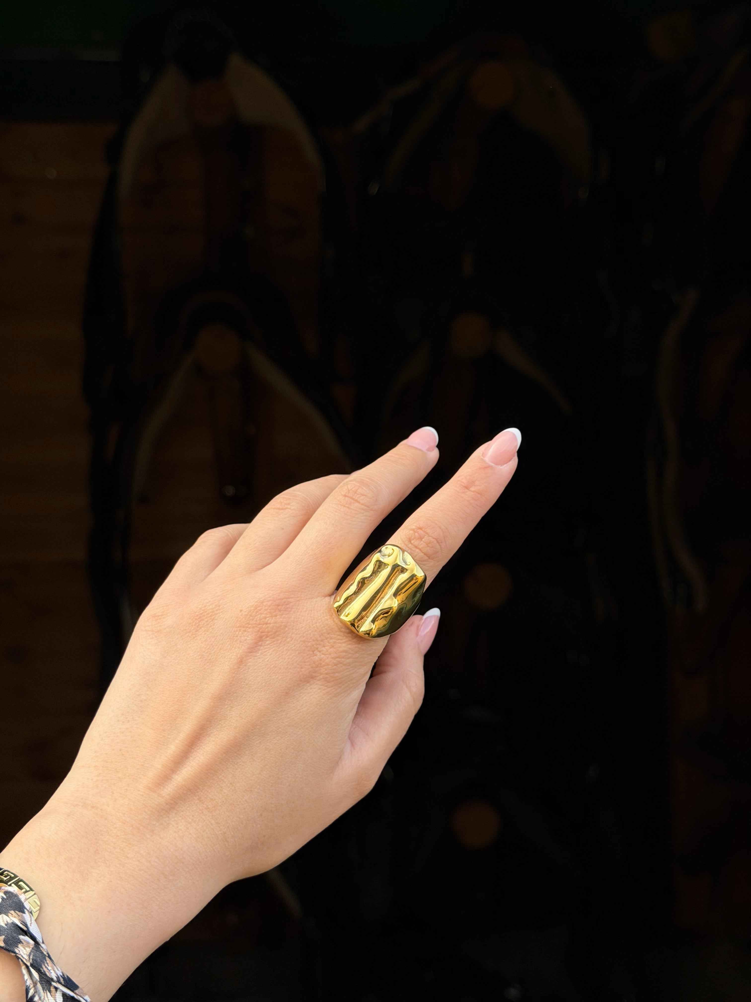 Golden Wave Ring Ατσάλινο Δαχτυλίδι