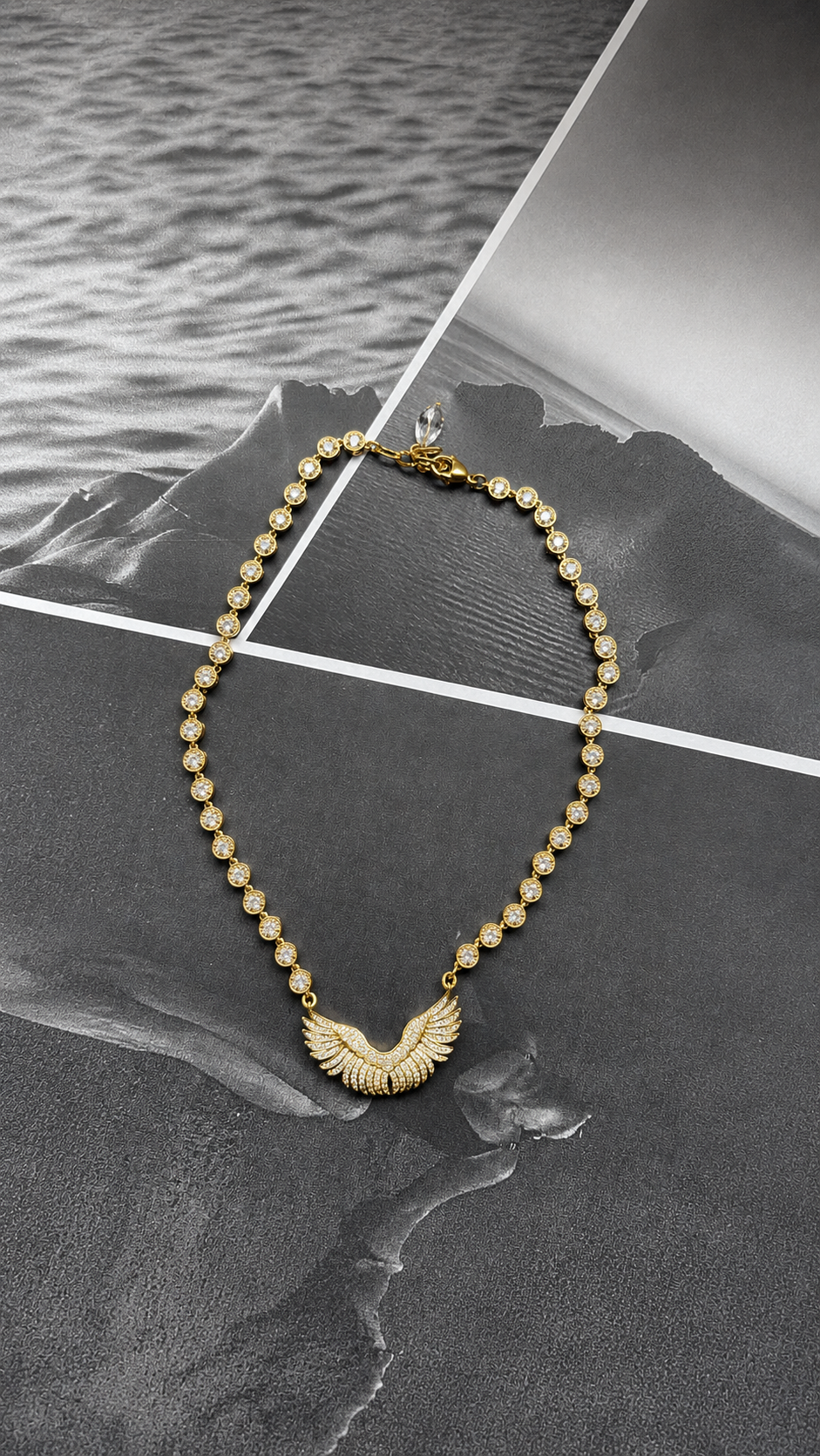 Golden Wings Tennis Ατσάλινο Κολιέ χειροποίητο / designed by kika