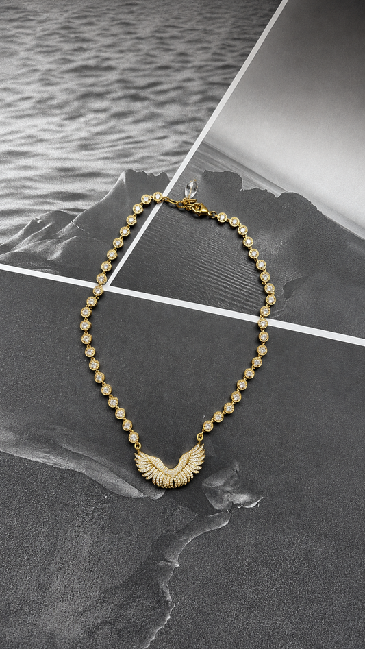 Golden Wings Tennis Ατσάλινο Κολιέ χειροποίητο / designed by kika