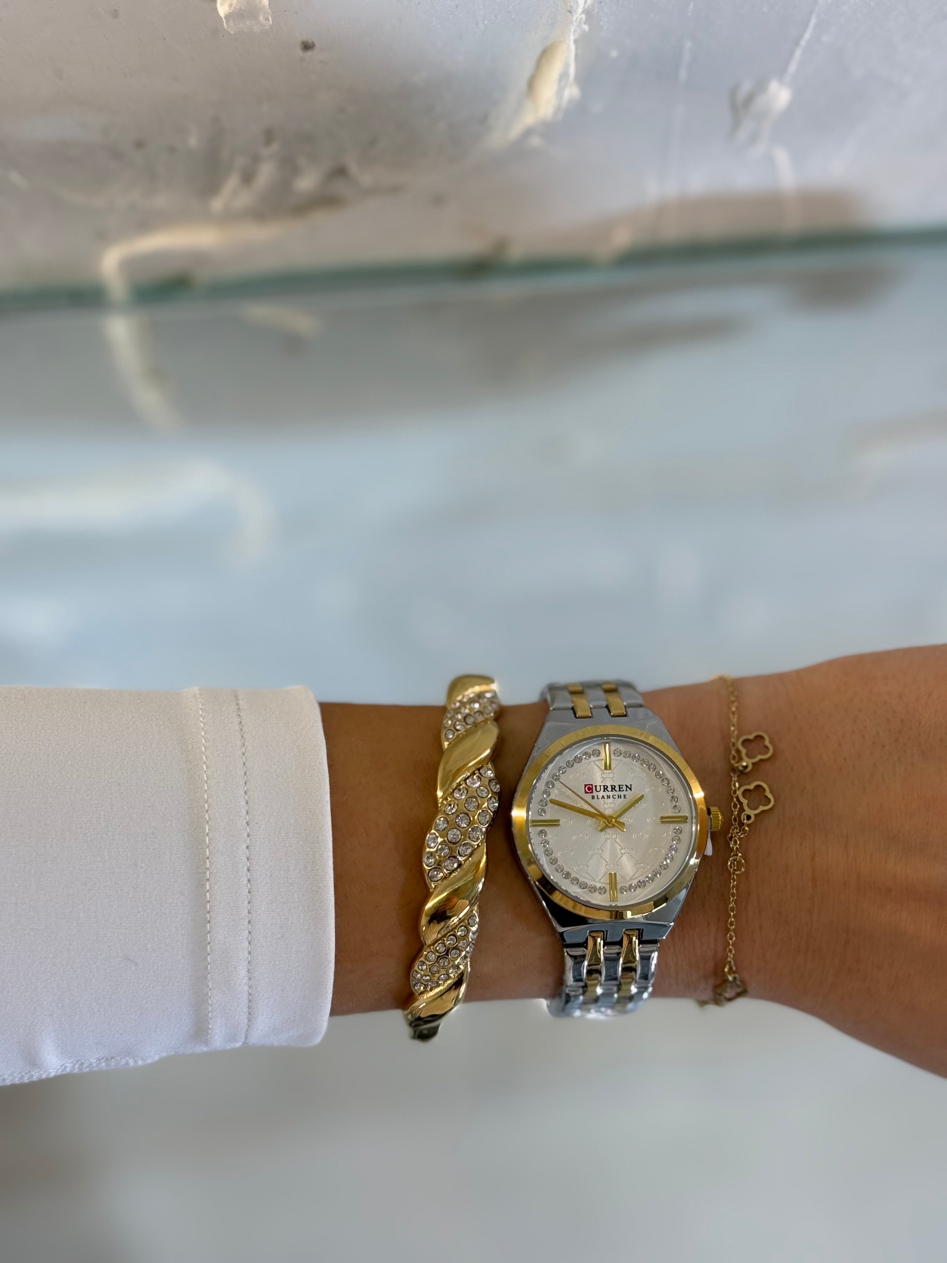 Steel watch with white dial “Snow white”