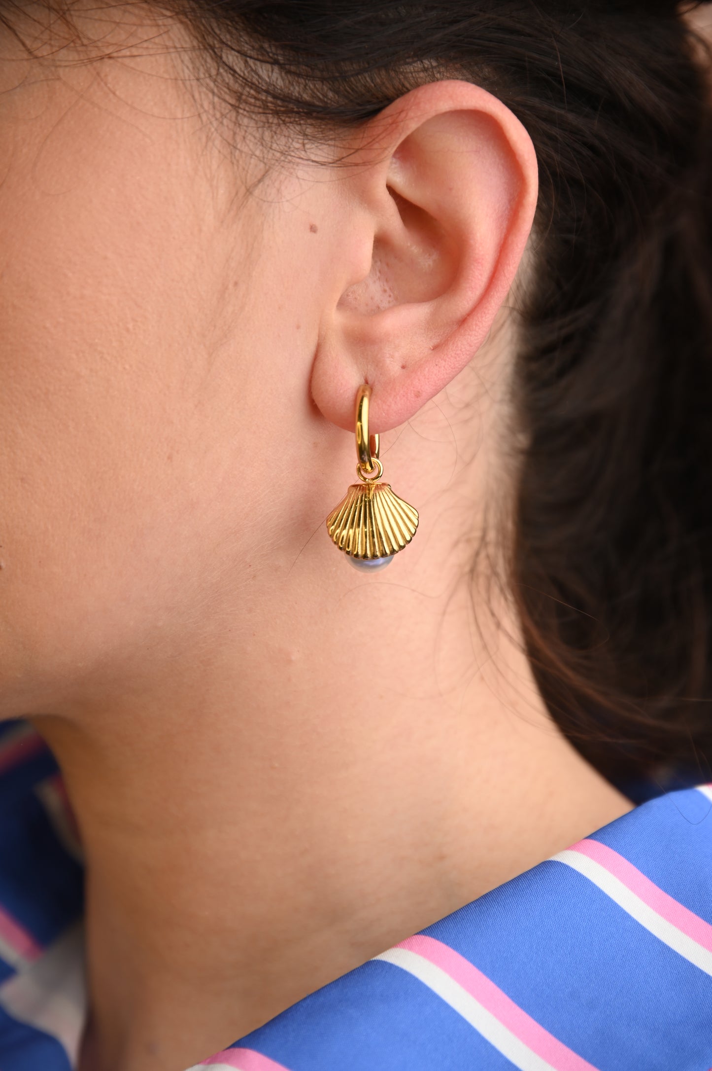 Ατσάλινα Σκουλαρίκια Κοχύλι Χρυσό ή Ασημί - Pnoe Studio