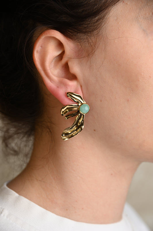 Ορμή του Κύματος – Ασύμμετρο Σκουλαρίκι με Μπλε Λίθο