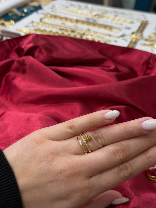 Parallel Spark Gold – δαχτυλίδι stainless steel