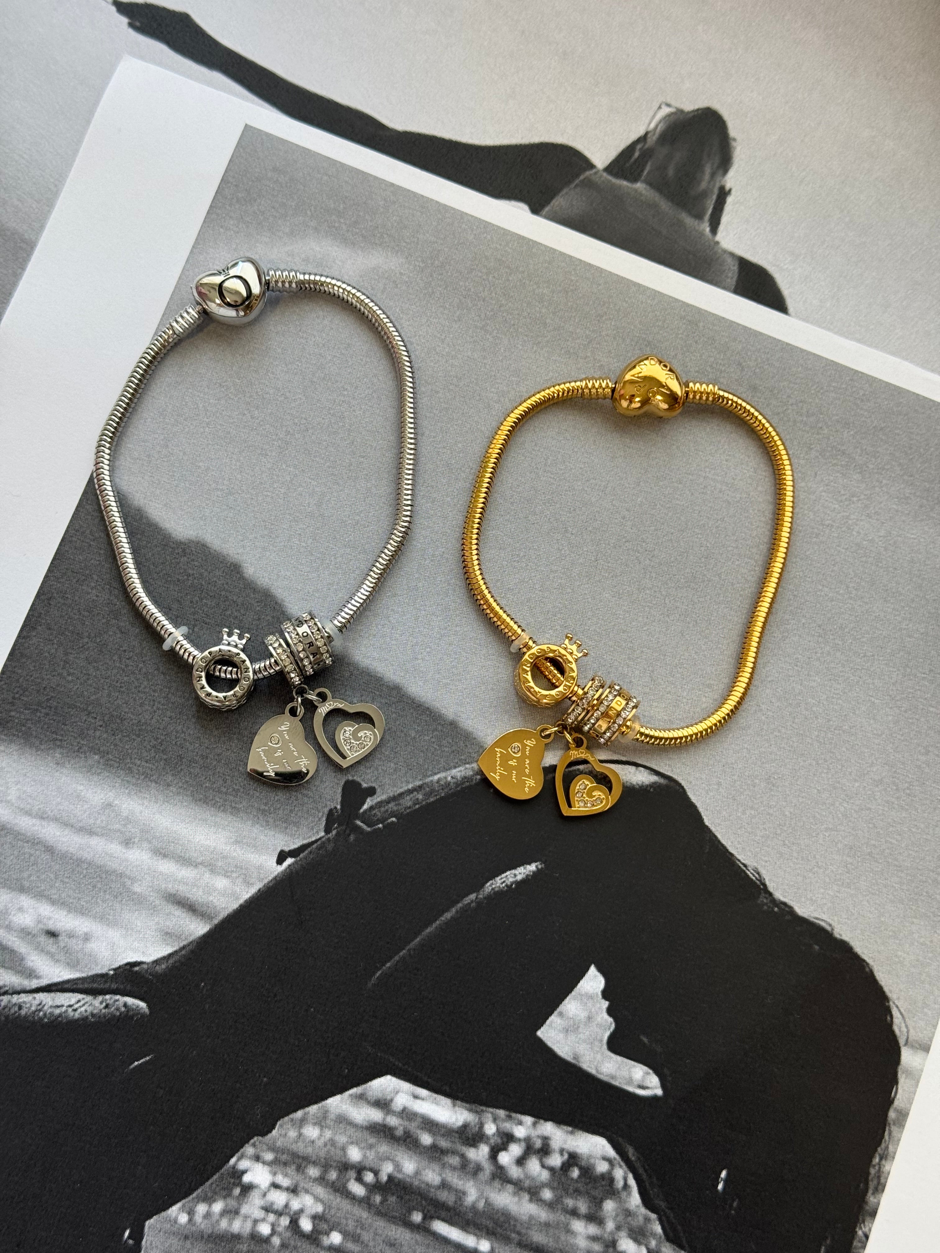 Crown Heart – Βραχιόλι Stainless Steel με Charms
