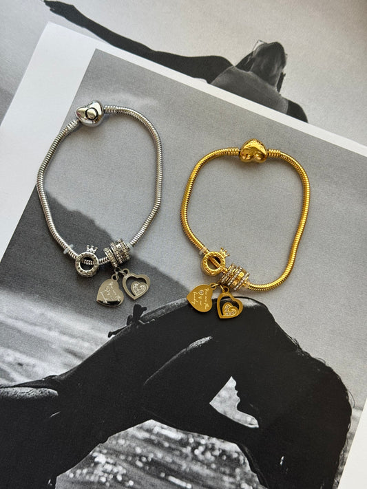Crown Heart – Βραχιόλι Stainless Steel με Charms