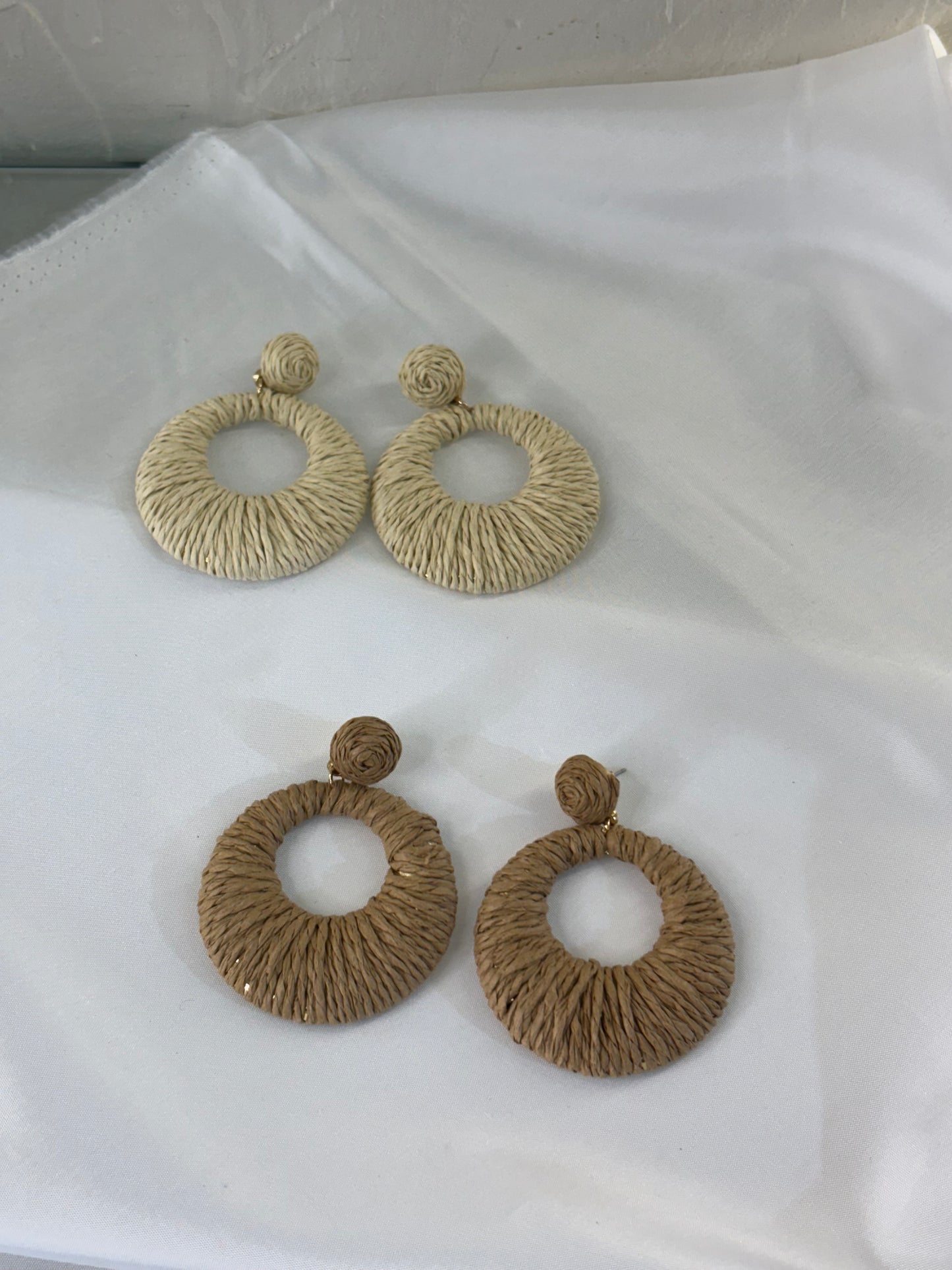 Γυναικεία Σκουλαρίκια Κρεμαστά Στρογγυλά Πλεκτά Καφέ