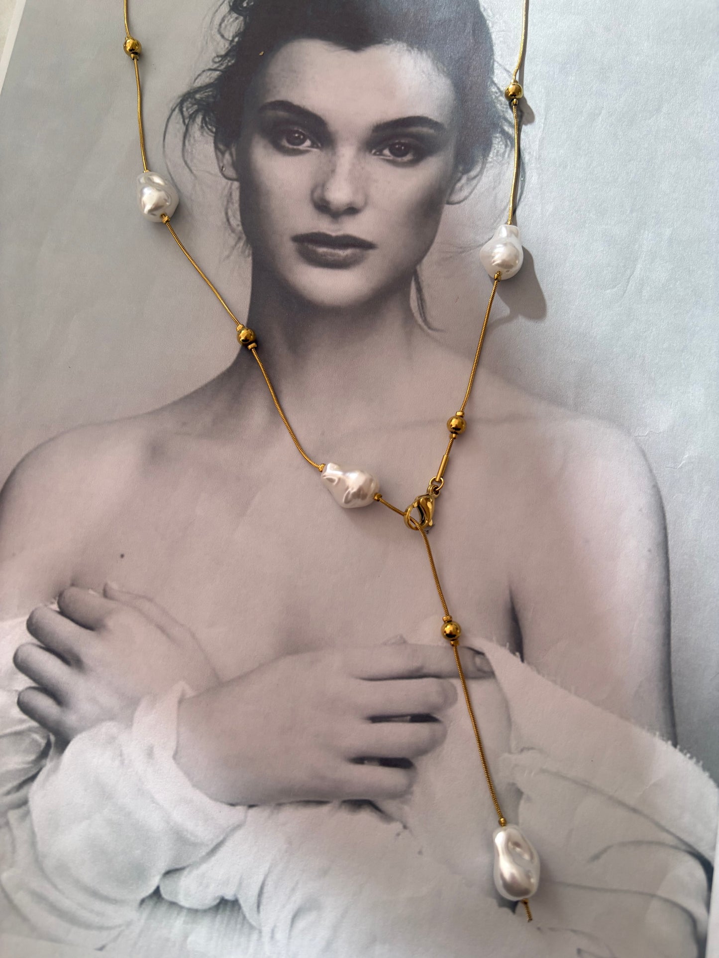 Pearl Drop Elegance Ατσάλινο κολιέ
