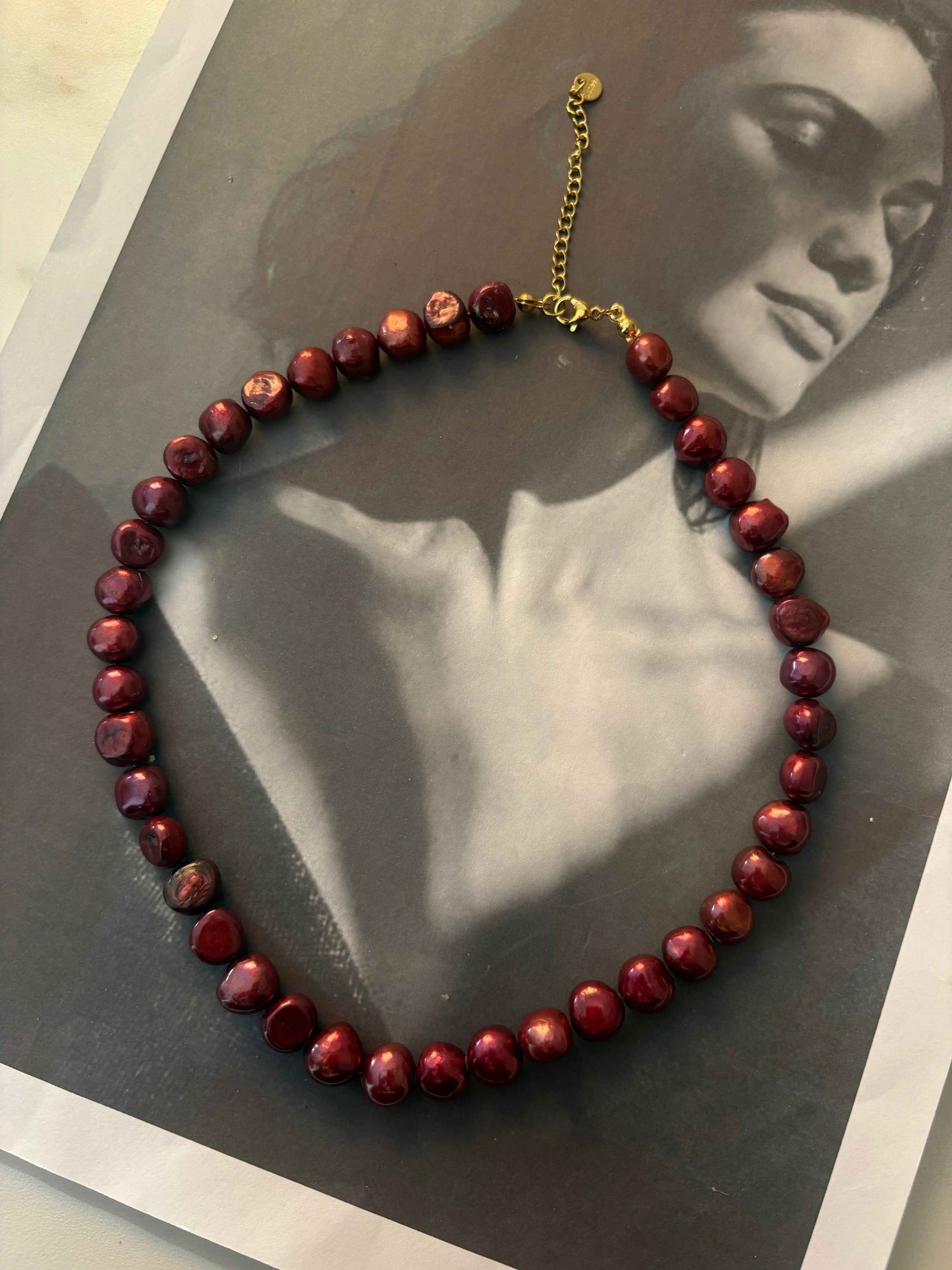 Ruby Pearl Glow Necklace - Αληθινά Μαργαριτάρια