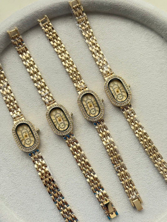 Parisian Muse – Ατσάλινο Χρυσό Bracelet Watch με Ζιργκόν