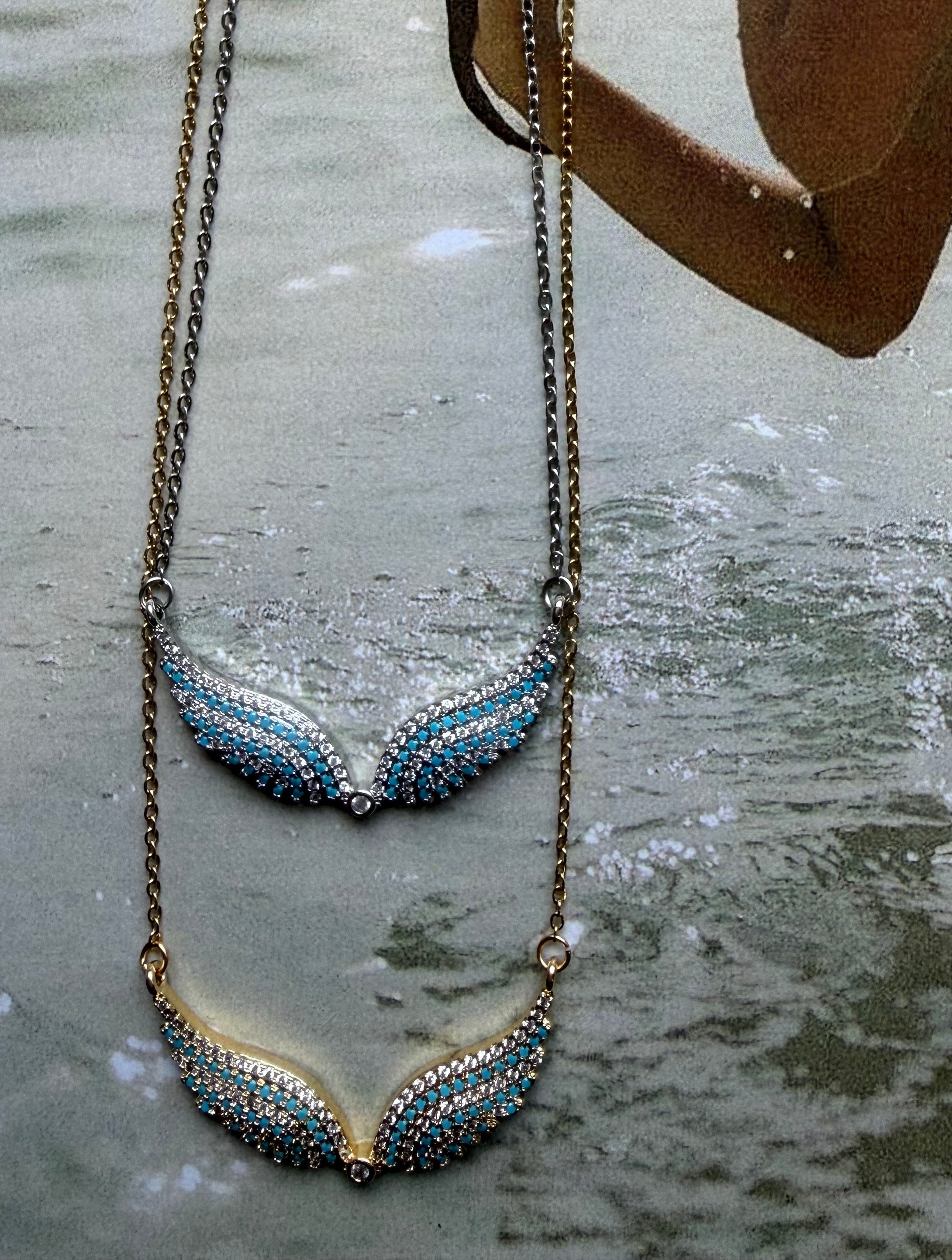 Azure Wings Necklace 🪽💙-Ανθεκτικός Ορείχαλκος