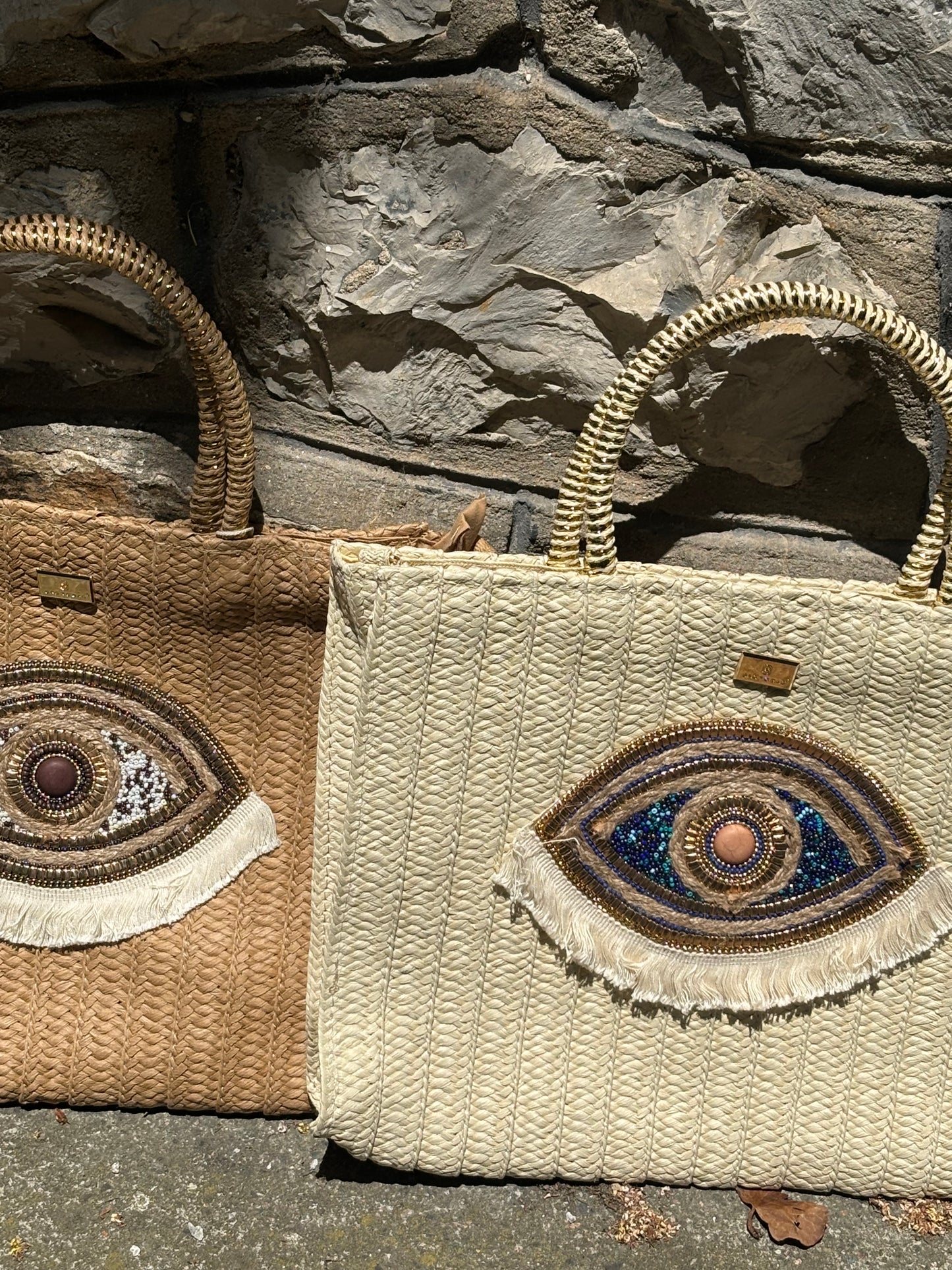 "Eyeconic Aura" - Ψάθινη Τσάντα με Μάτι