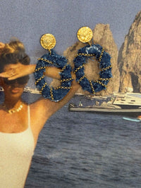 Denim Eye Hoops – Statement Σκουλαρίκια Denim ατσάλινα