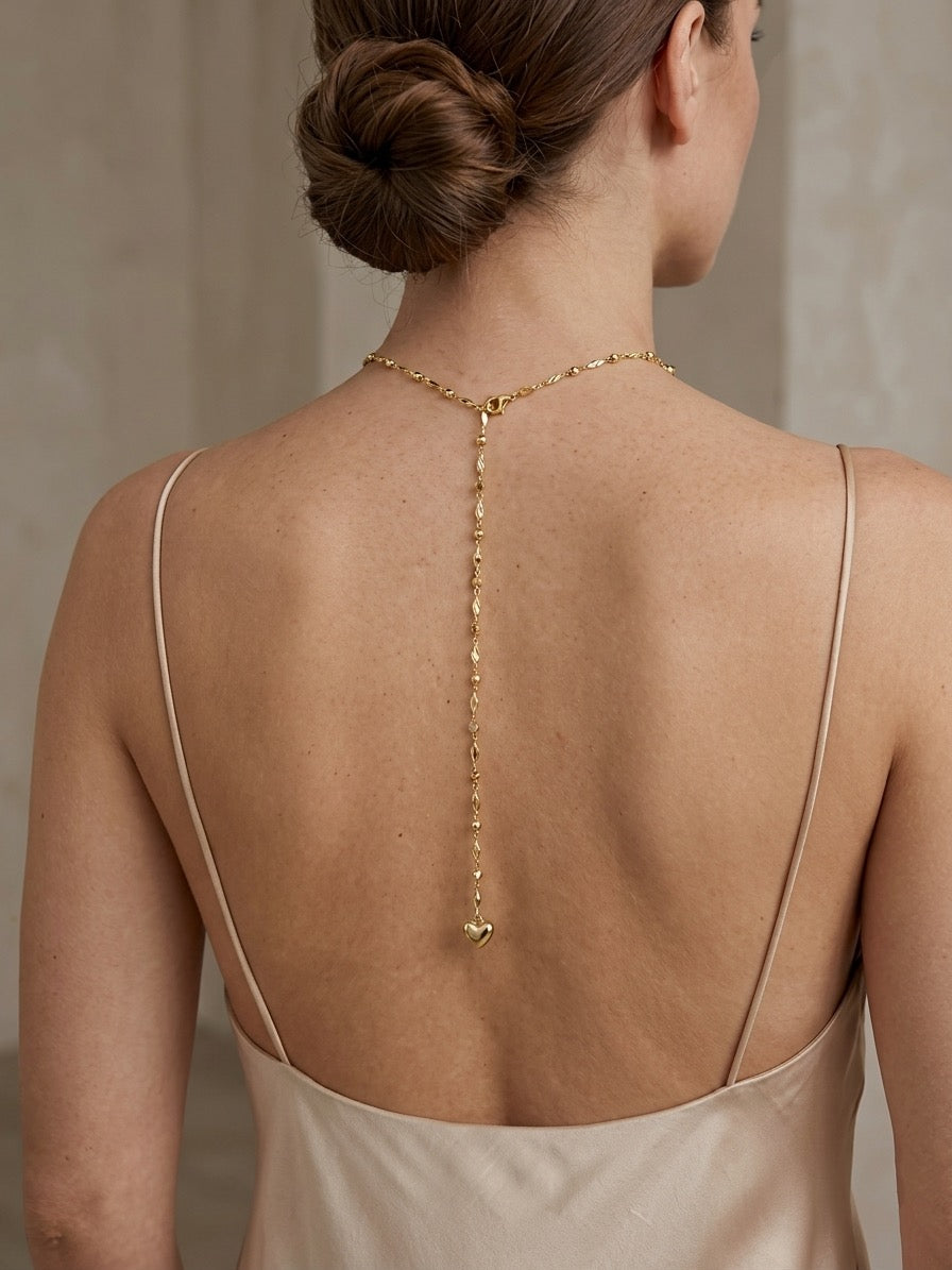 Amélie Heart Back-Drop – Κολιέ Πλάτης Stainless Steel