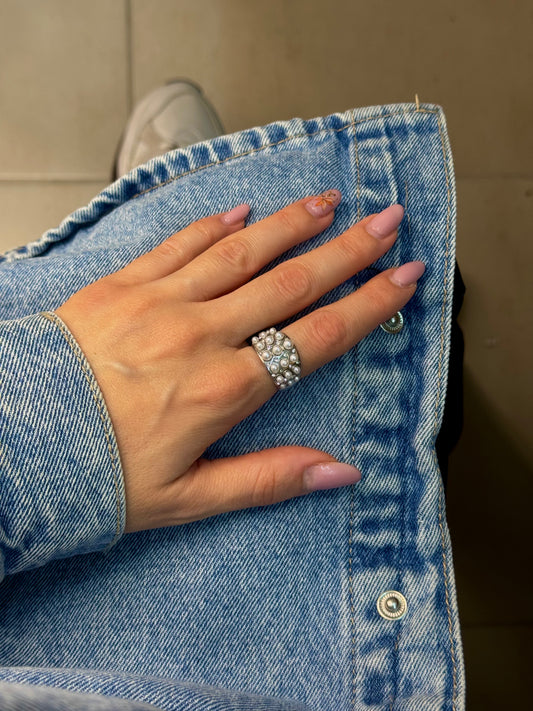 Silver Royal Pearl-δαχτυλίδι stainless steel