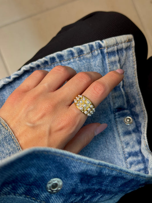 Gold Royal Pearl-δαχτυλίδι stainless steel