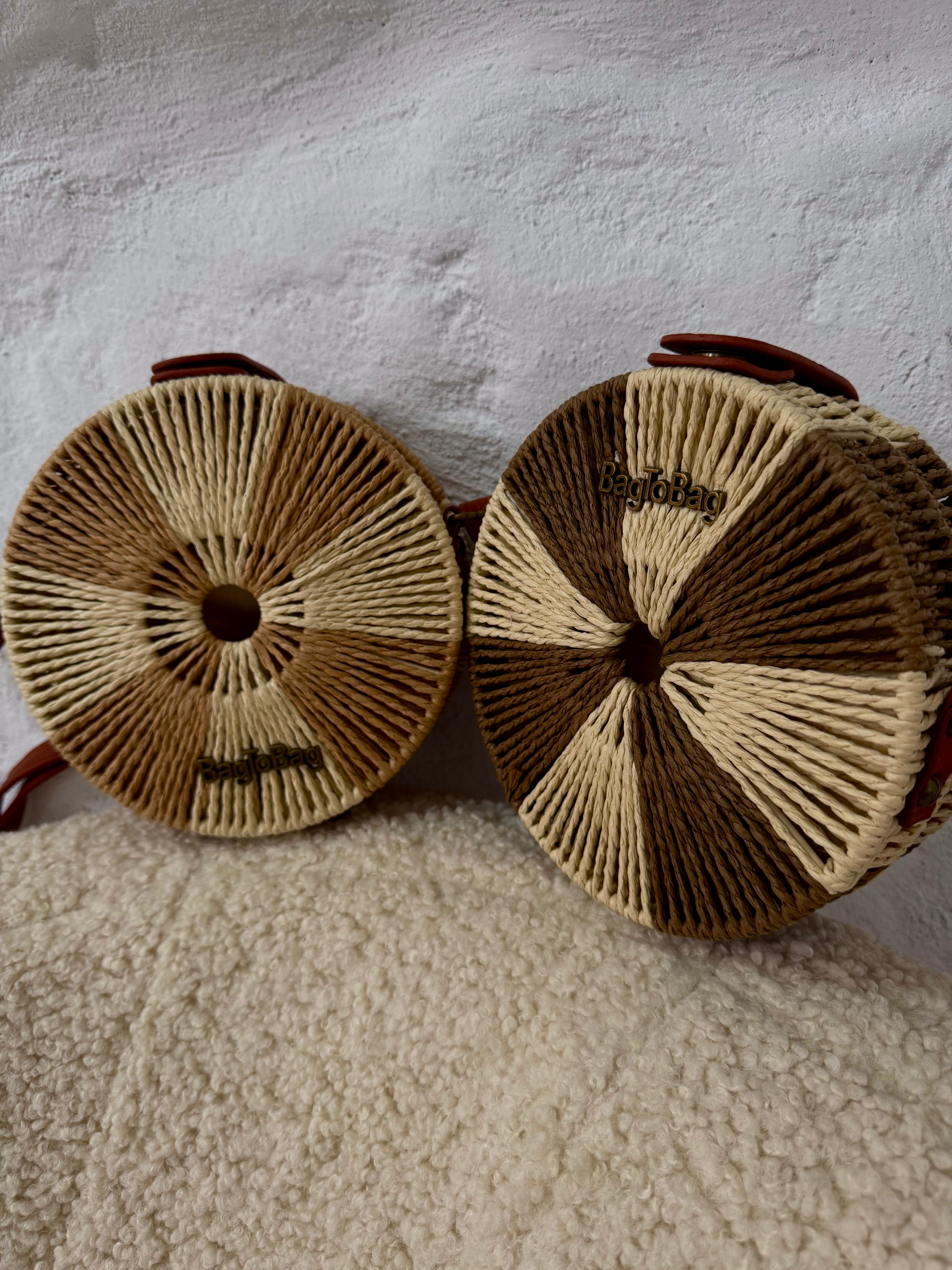 Round boho straw bag Bag to bag