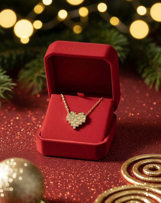 PIXEL HEART-κολιέ stainless steel