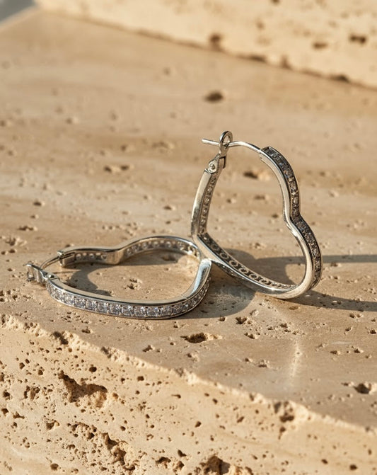 Luna Heart Hoops – σκουλαρίκια από ανθεκτικό ορείχαλκο