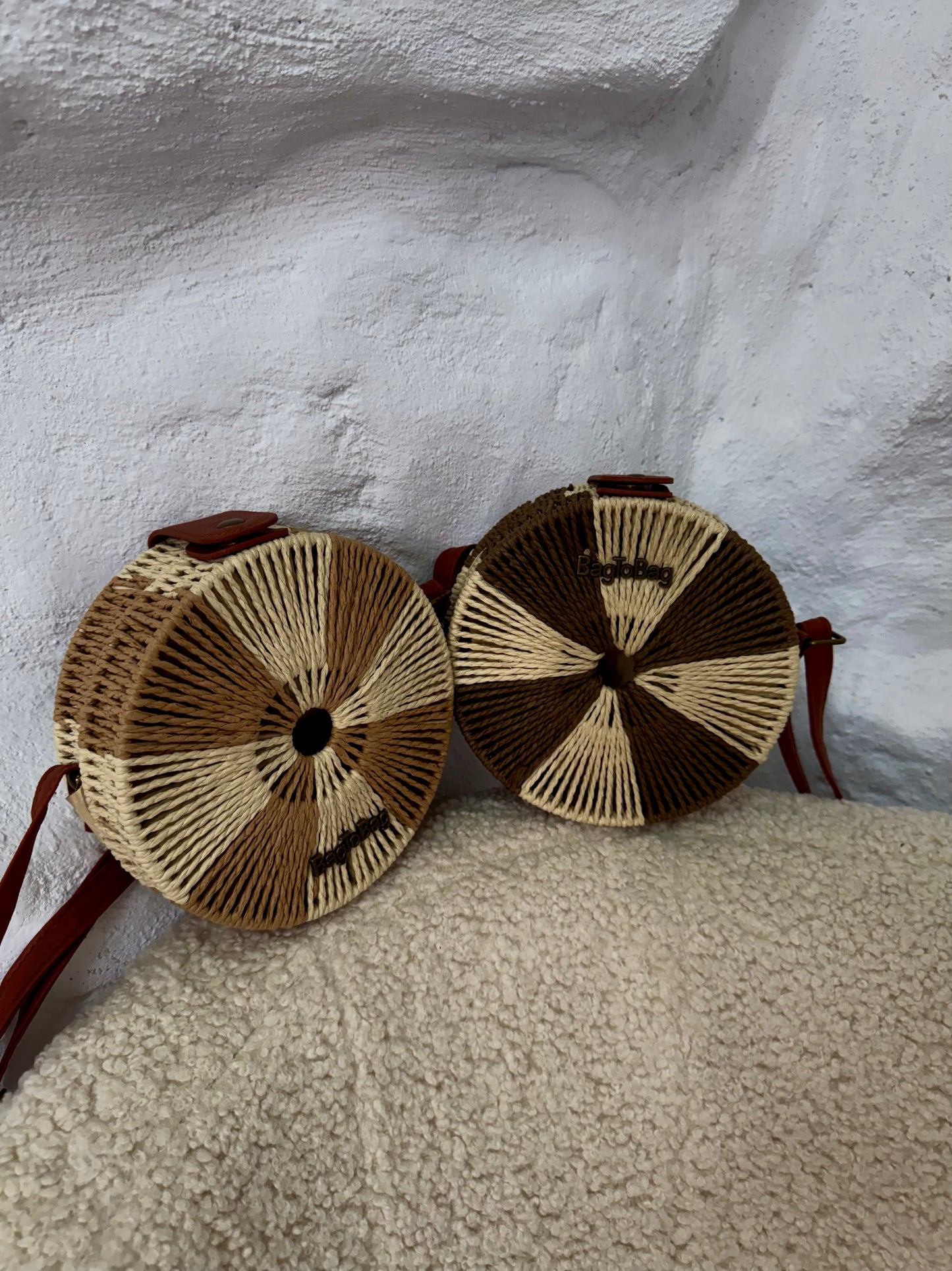 Στρογγυλή boho ψάθινη τσάντα Bag to bag