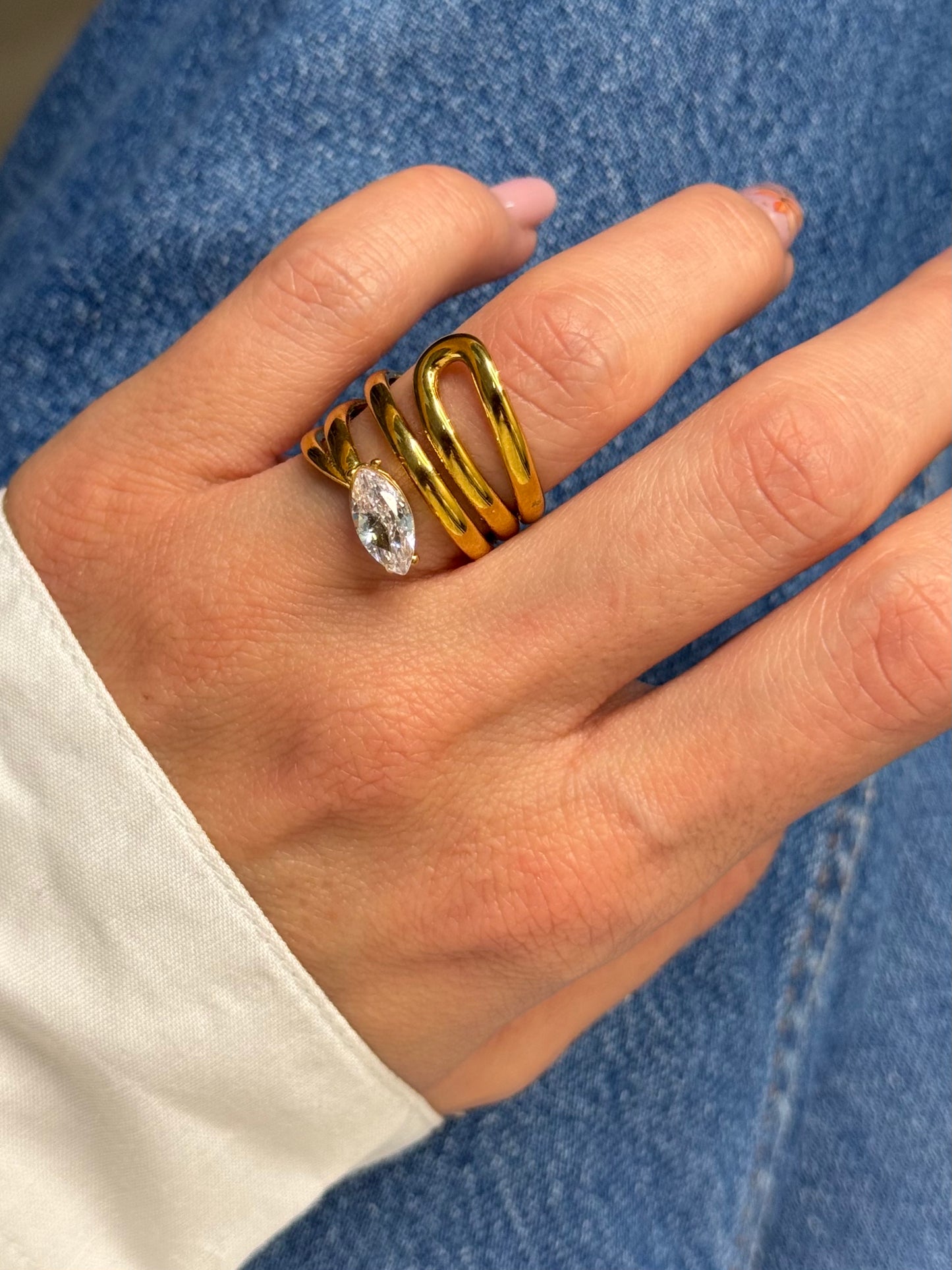 Aurora Wave - stainless steel ring