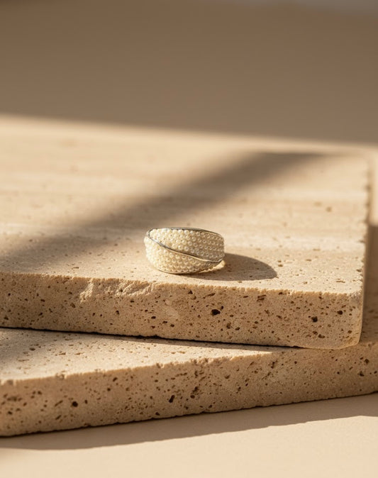 Silver Pearlwave-δαχτυλίδι stainless steel