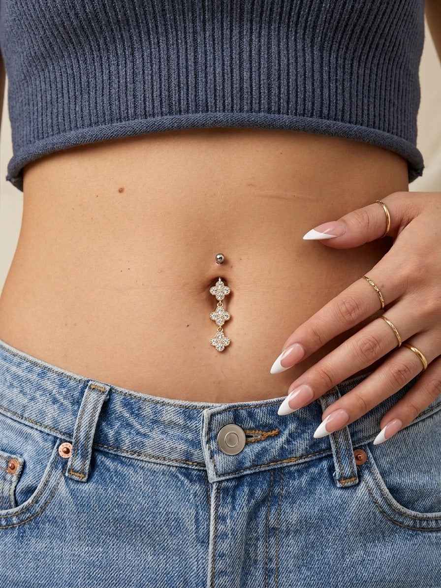 Triple Clover – Σκουλαρίκι Αφαλού Surgical Steel