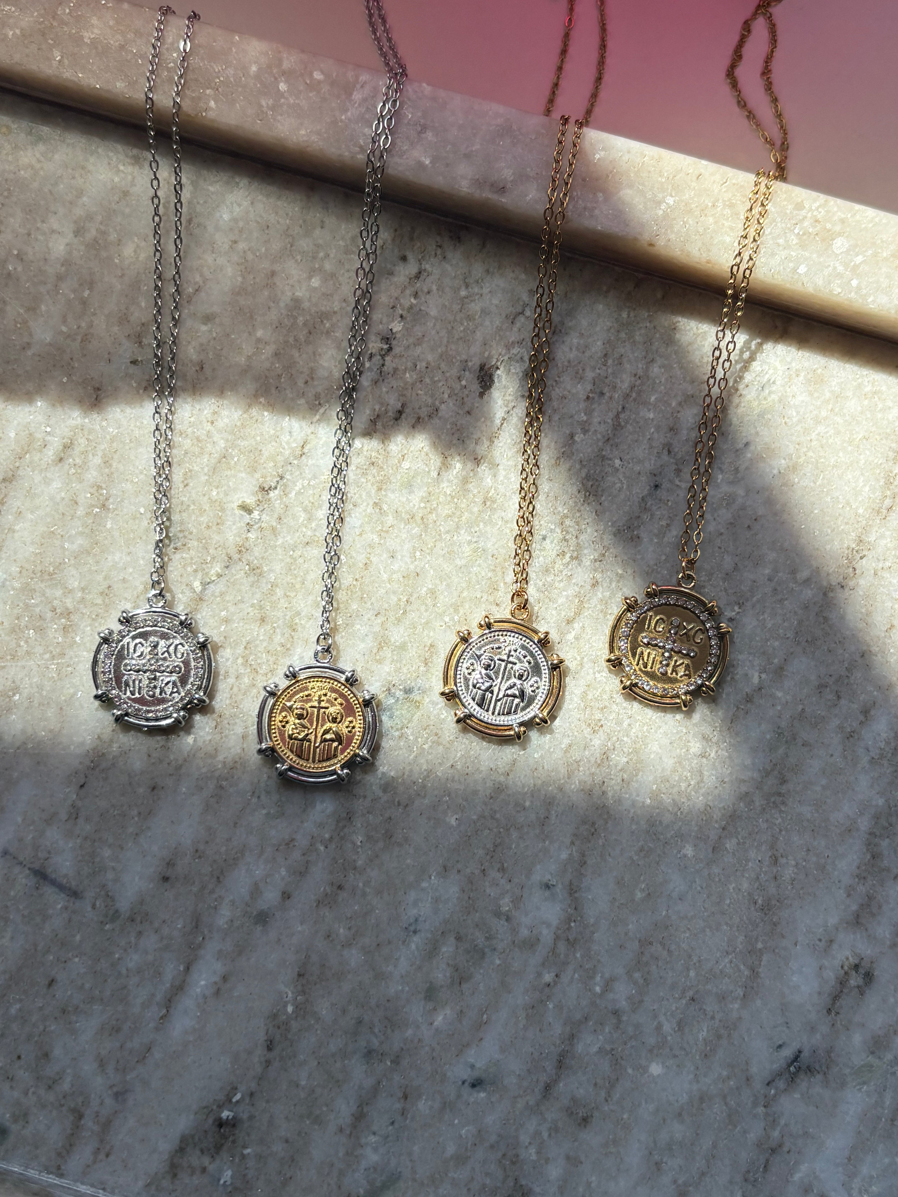 Kika’s Necklace Ατσάλινο Κολιέ Κωνσταντινάτο διπλής όψης