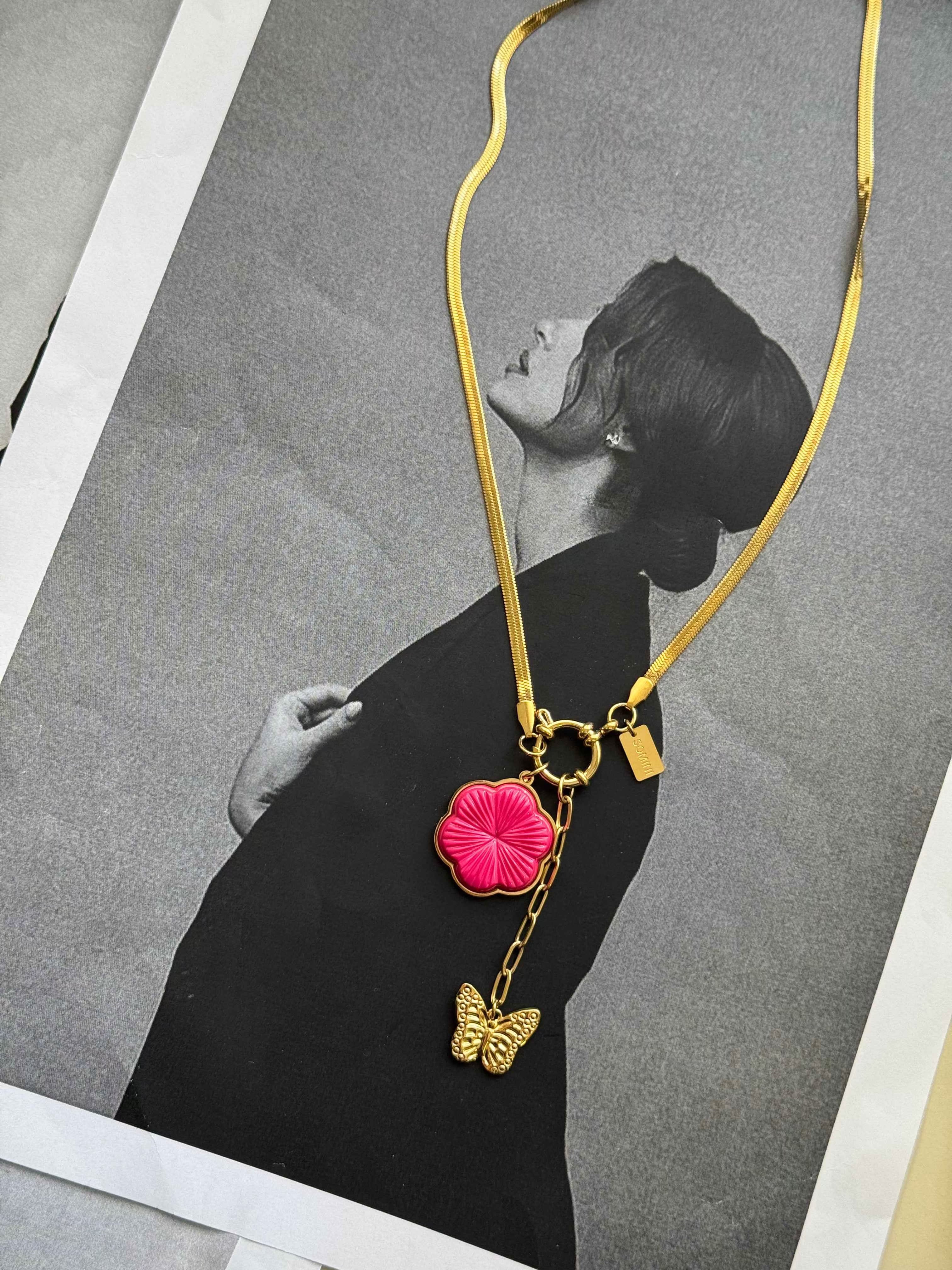 Fuchsia Bloom – Κολιέ Stainless Steel
