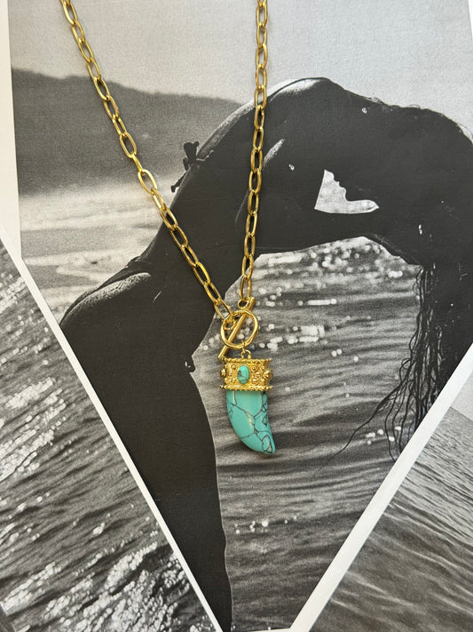 Turquoise Horn – Κολιέ Stainless Steel