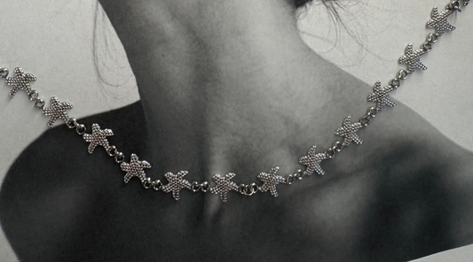 Κολιέ ατσάλινο  "Starry Sea" – Αστερίες με στρας