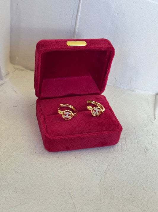 Royal Emblem Huggies – Stainless Steel Earrings