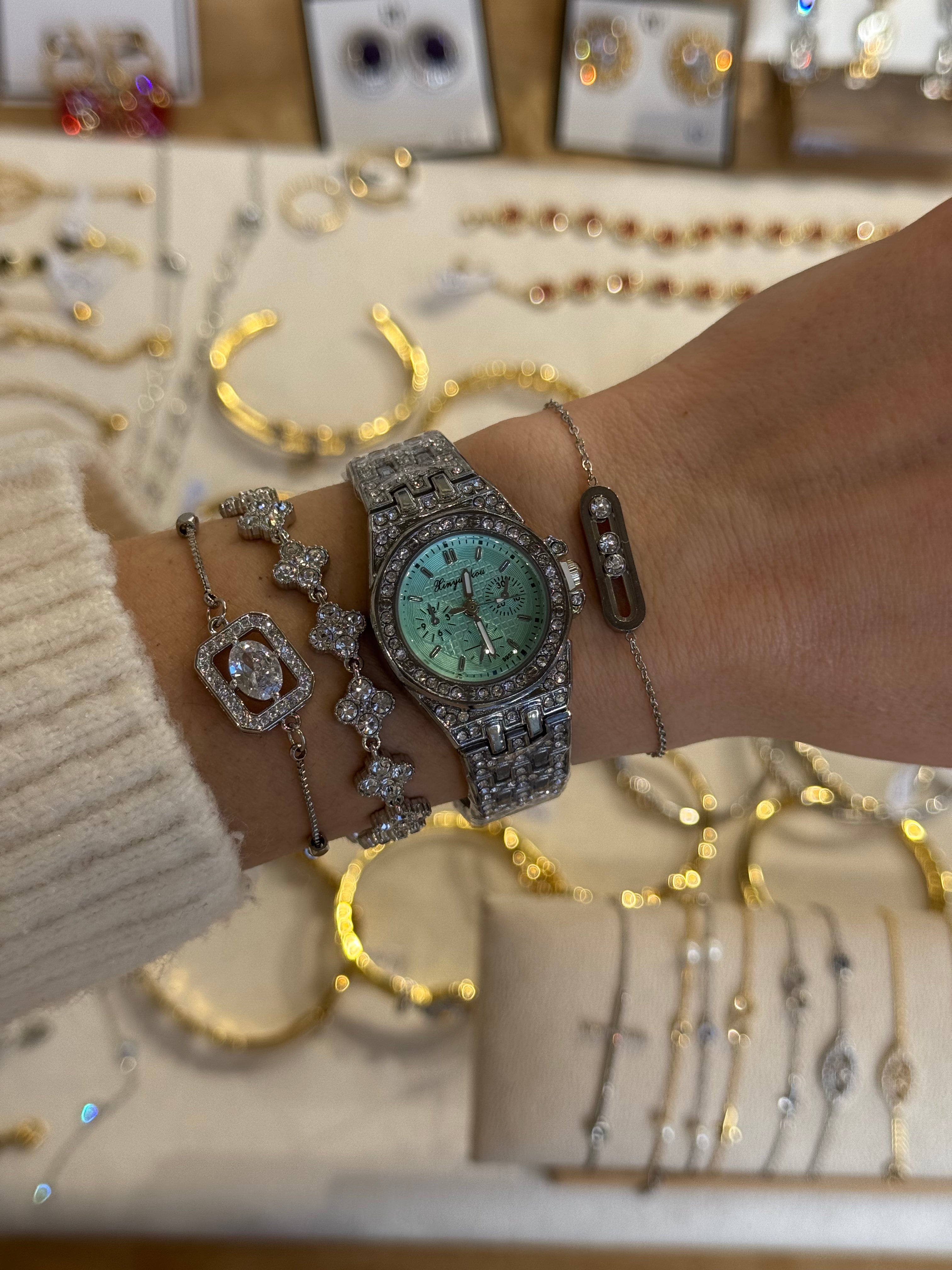 Aquamarine Ice Glam – Stainless Steel Watch