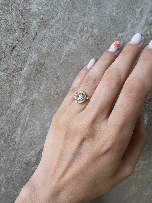 «Dazzle Ring» - ατσάλινο δαχτυλίδι με ζιργκόν-προσαρμόζεται