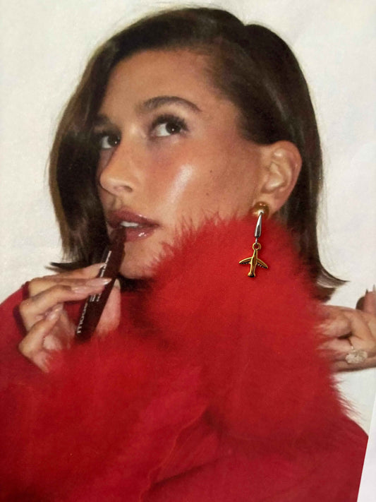 Golden Voyage Airplane Ατσάλινα Σκουλαρίκια