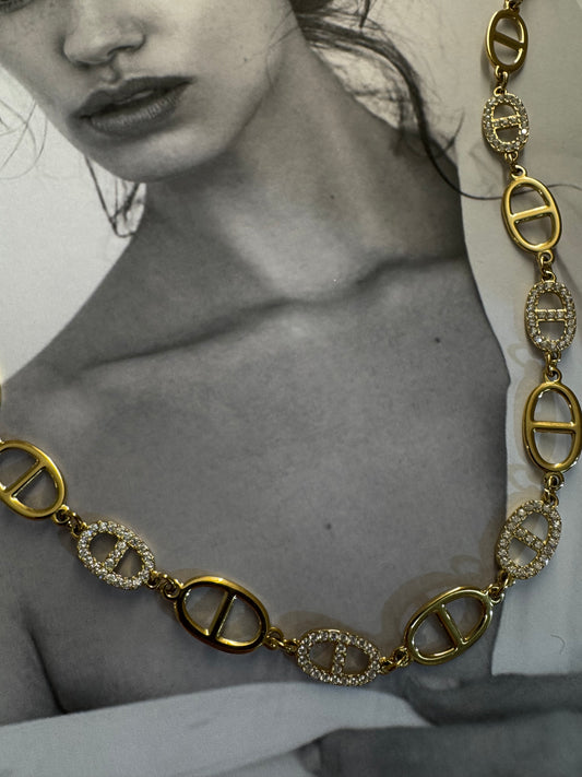 LUMIÈRE D’OR – Χρυσό Κολιέ με Ζιργκόν stainless steel