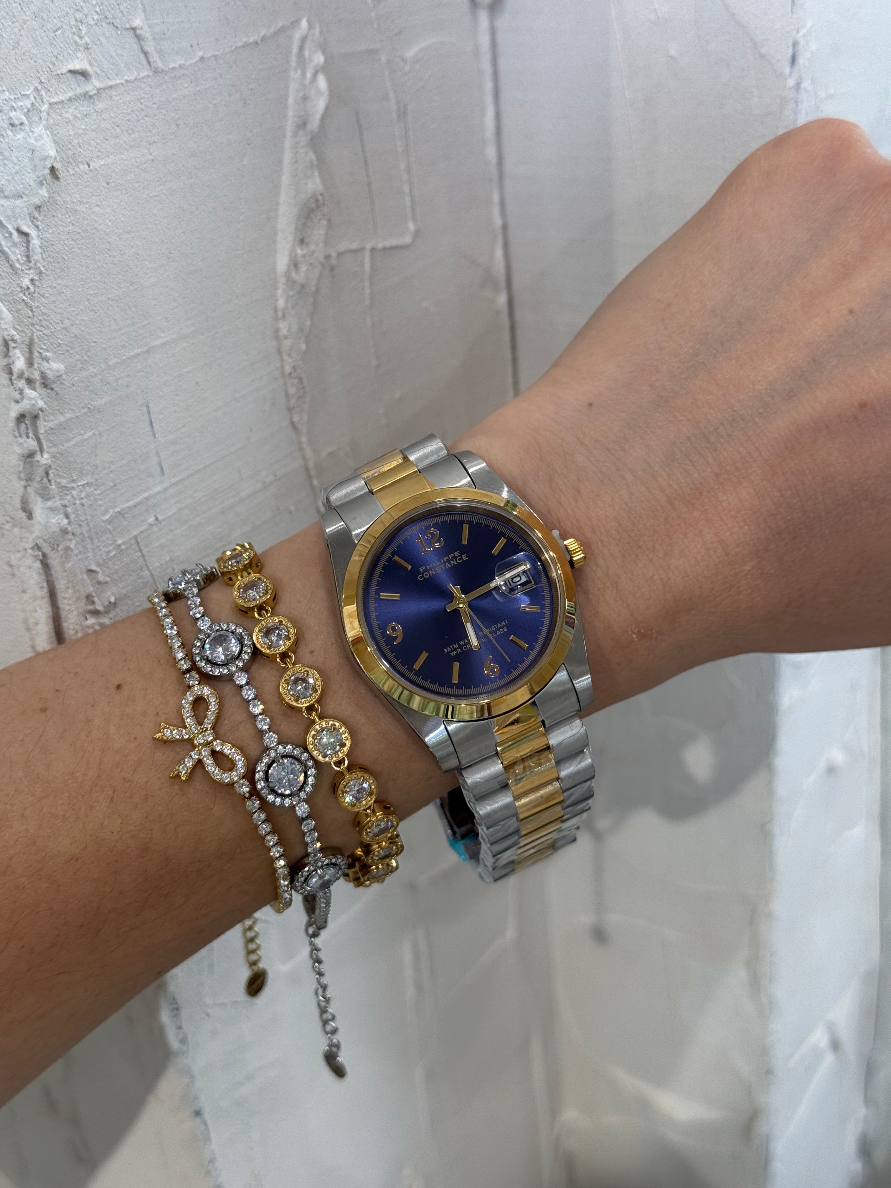 Allegra Two-tone Blue (large) - Αδιάβροχο Premium Ρολόι Stainless Steel