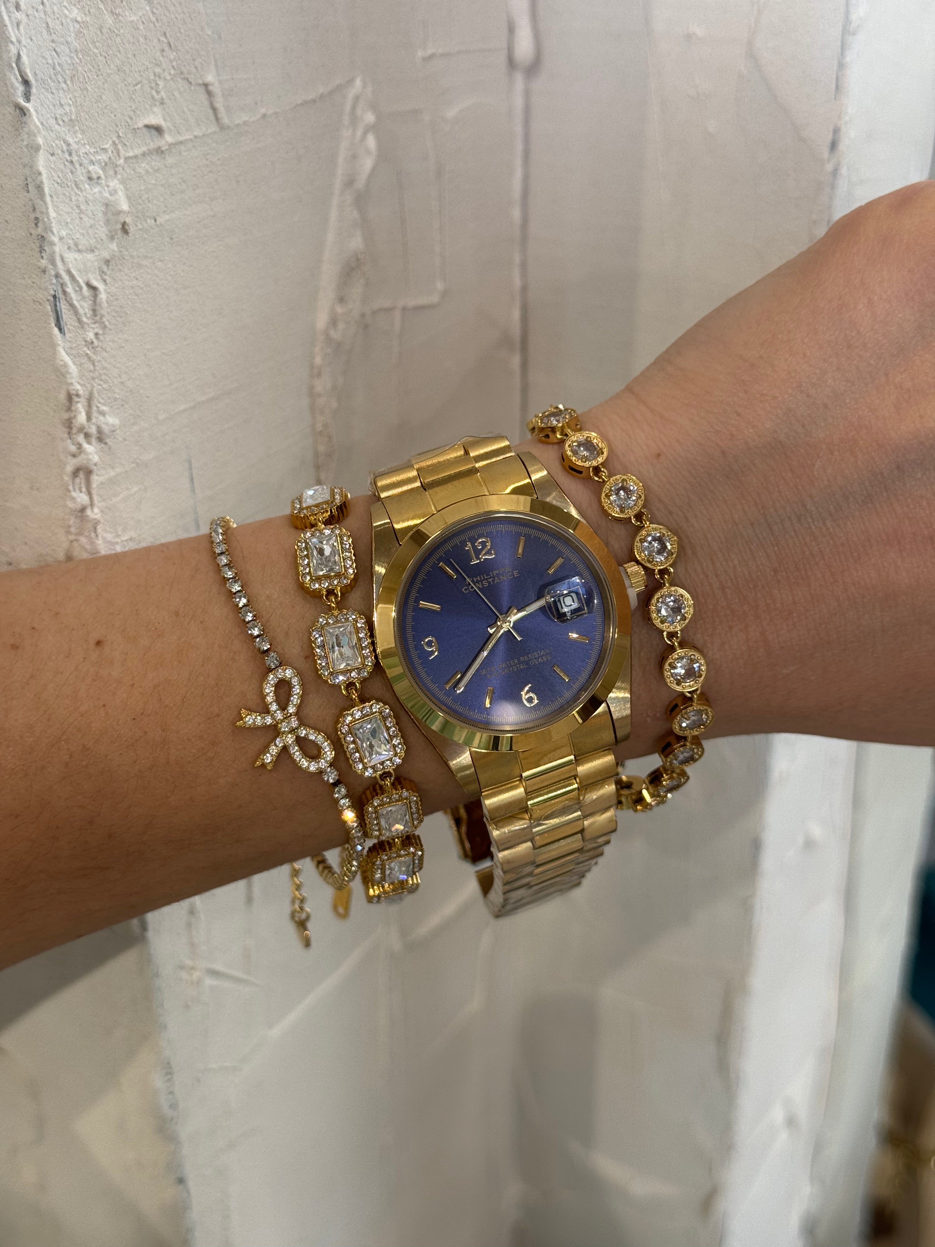 Allegra Gold Blue (large) - Αδιάβροχο Premium Ρολόι Stainless Steel