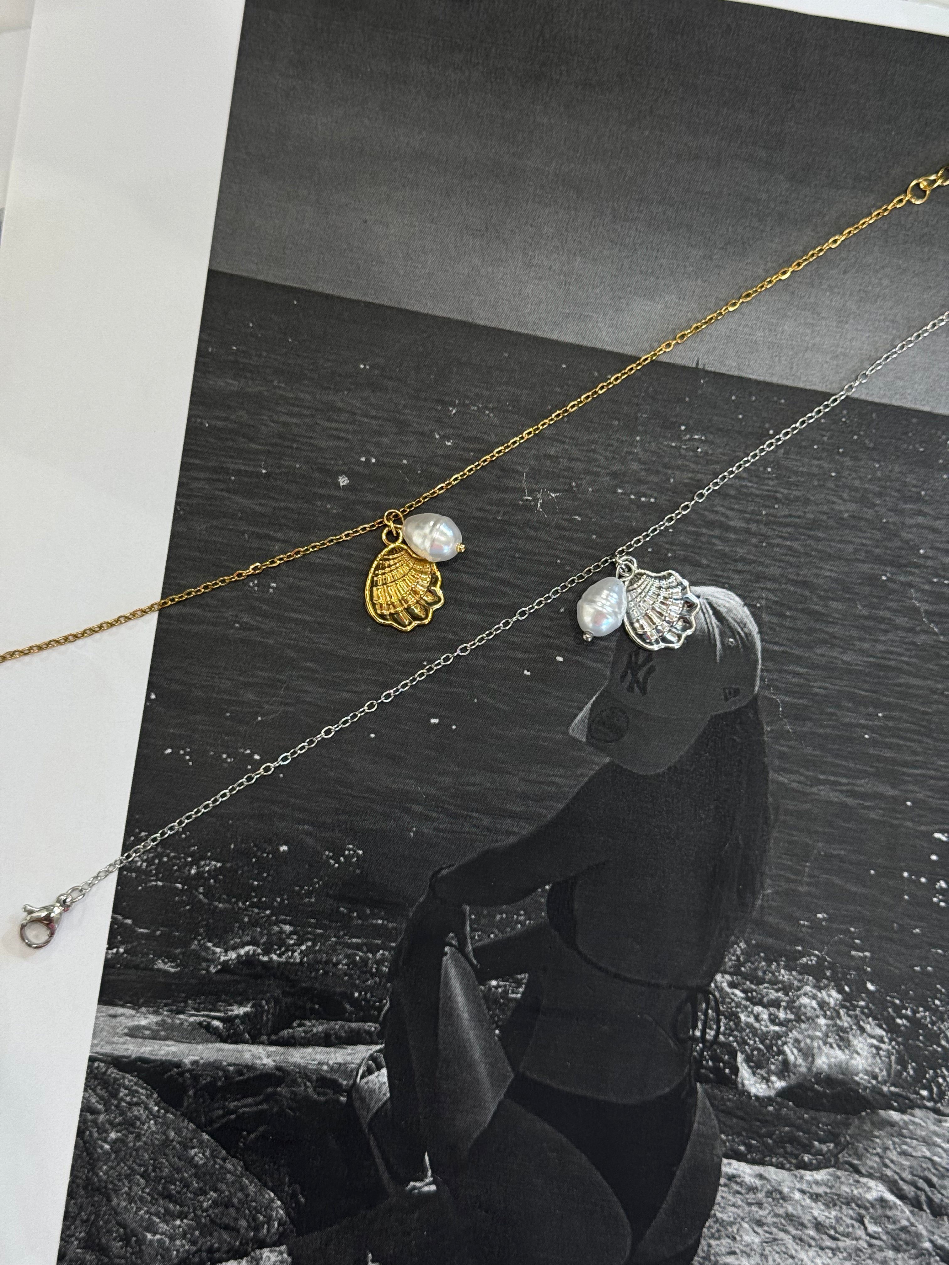 Seashell & Pearl - Βραχιόλι Ποδιού Stainless Steel