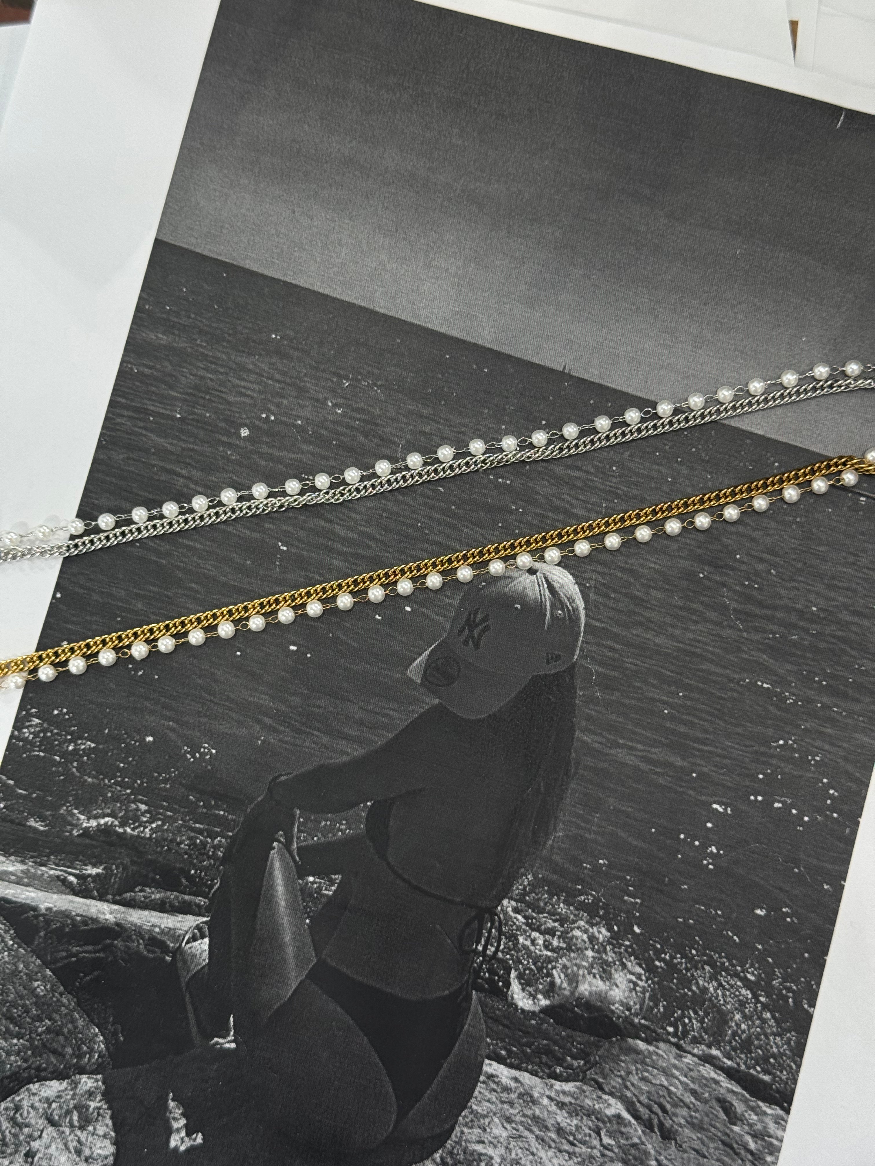 Pearl Layered - Βραχιόλι Ποδιού Stainless Steel