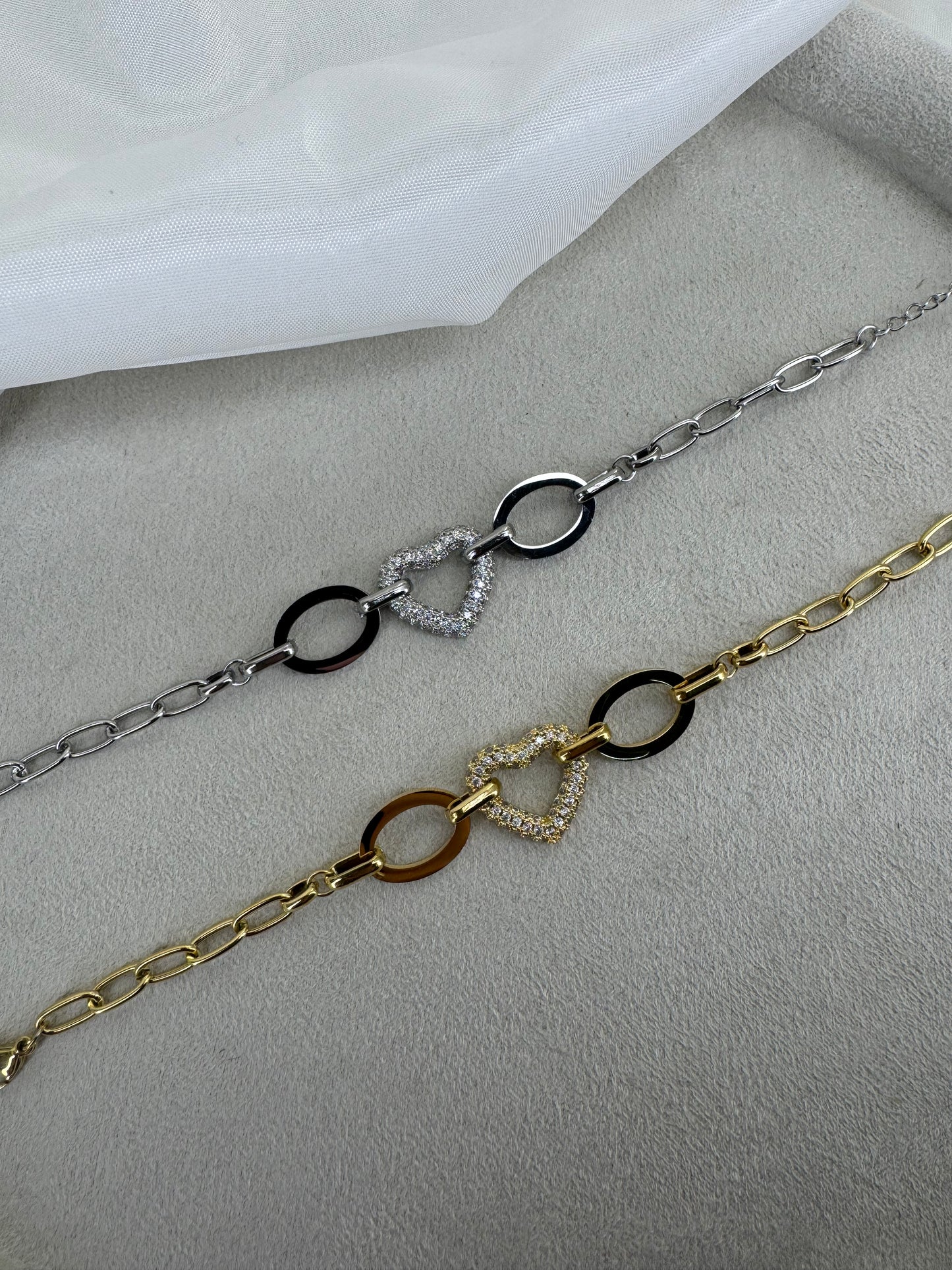 Heartline – Βραχιόλι με Καρδιά & ζιργκόν stainless steel
