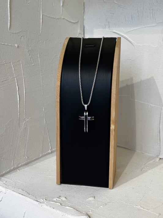 Steel Horizon Cross – κολιέ stainless steel